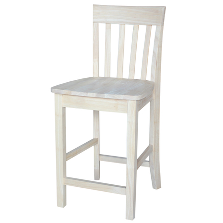 INTERNATIONAL CONCEPTS Slatback Counter Height Stool, 24" Seat Height, Unfinished S-3012
